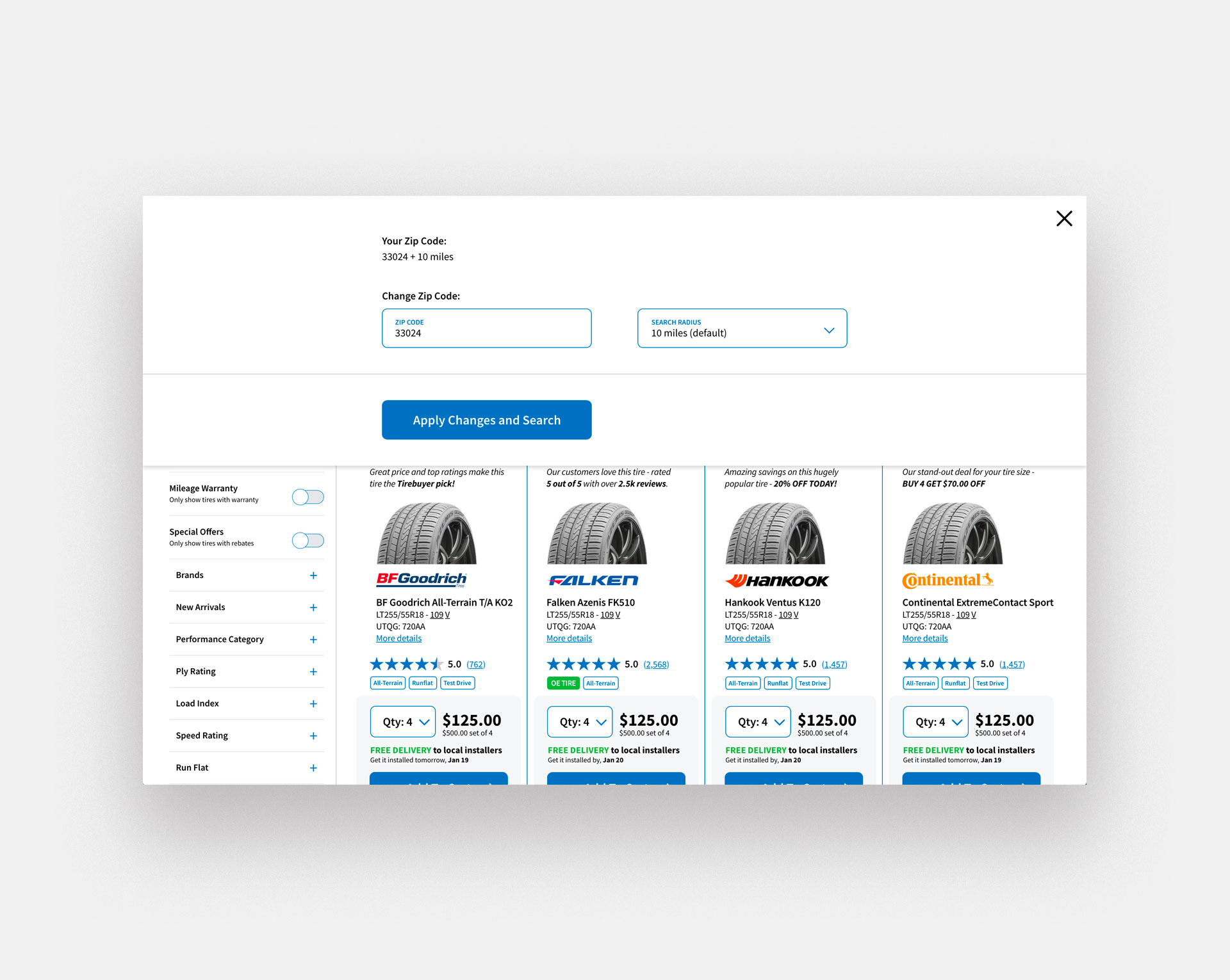 Product search results mockup on iPhone